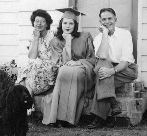 Emily and Vic with daughter Allison upon her graduation from Corvallis High School in 1948.