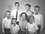 Jo Anne as the 1959 Polio Mother of the Year with her children: Lloyd, Karen, Eric, Phil, Ole, and Pete